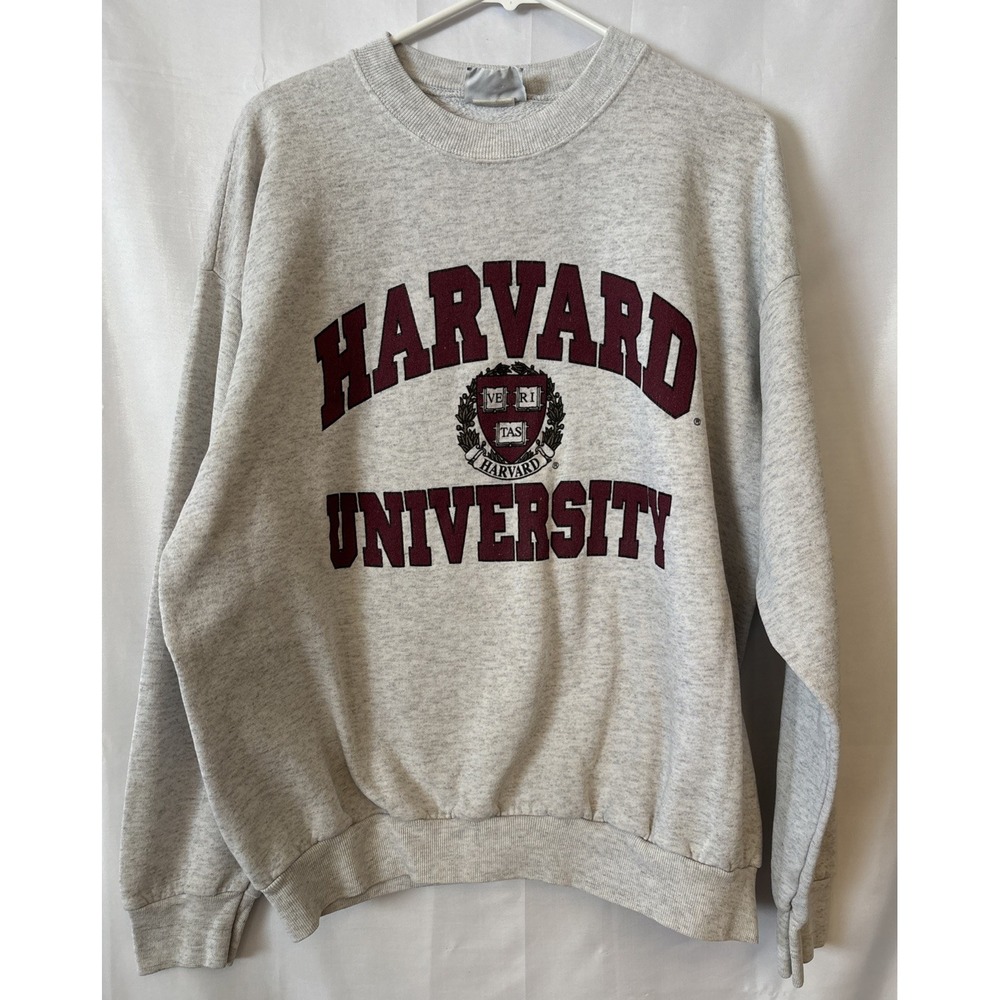 Vintage Harvard University Sweater Mens XL Large Sweatshirt Gray Lee Crest USA